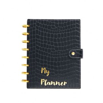 2024 Custom A5 Half Letter Discbound Notebook Planner con cubierta de cuero PU Croc