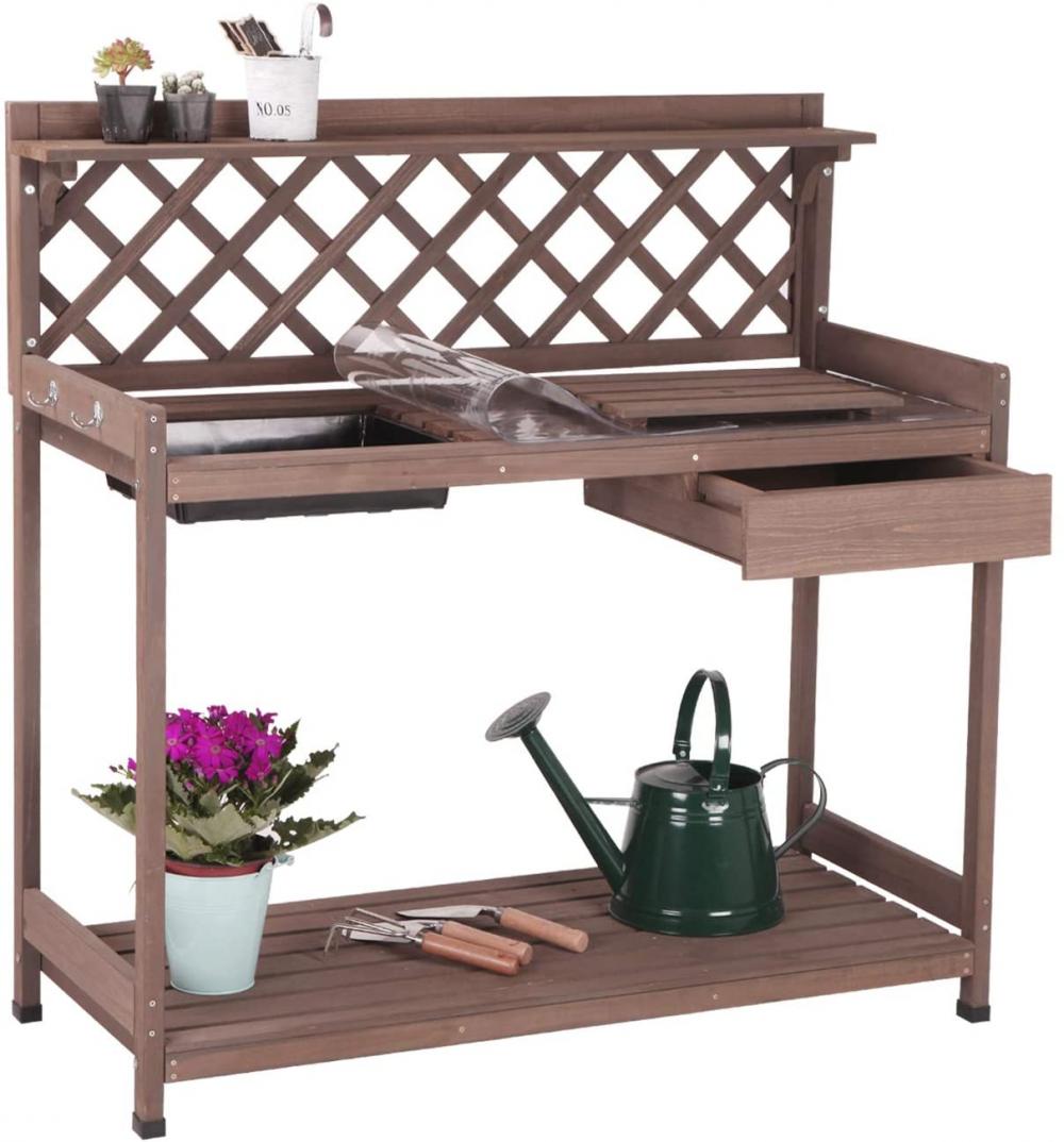 Outdoor Gardening Work Bench with Sink & Lid