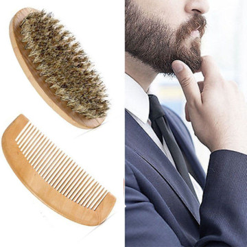 New Hot Sale Boar Bristle Beard Brush and Handmade Beard Comb Kit for Men Beard Mustache