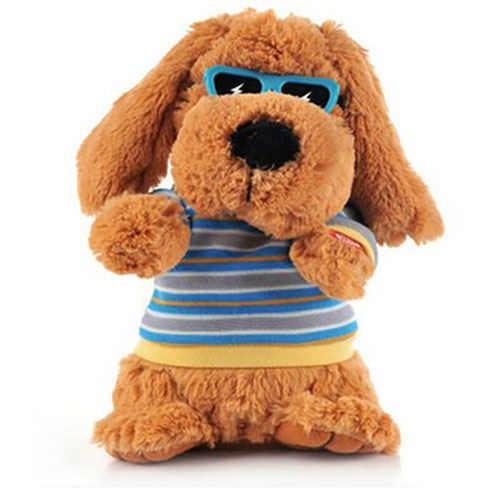 Golden retriever pet stuffed animal with glasses