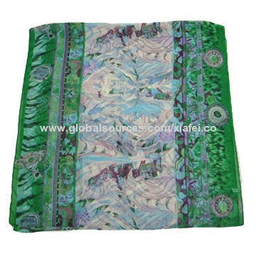 Flower Fashionable Sell Voile Polyester Scarf Shawl, Customized Patterns Accepted