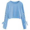 Women's Casual Lace Up Long Sleeve Pullover Top