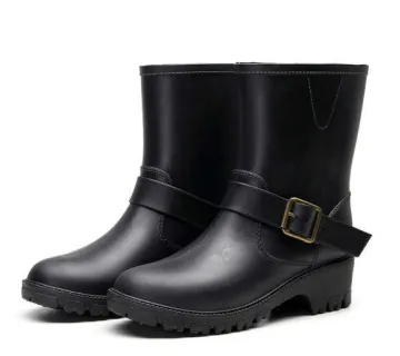 Custom Made Fashion Ladies' Short Rain Boots with Buckles