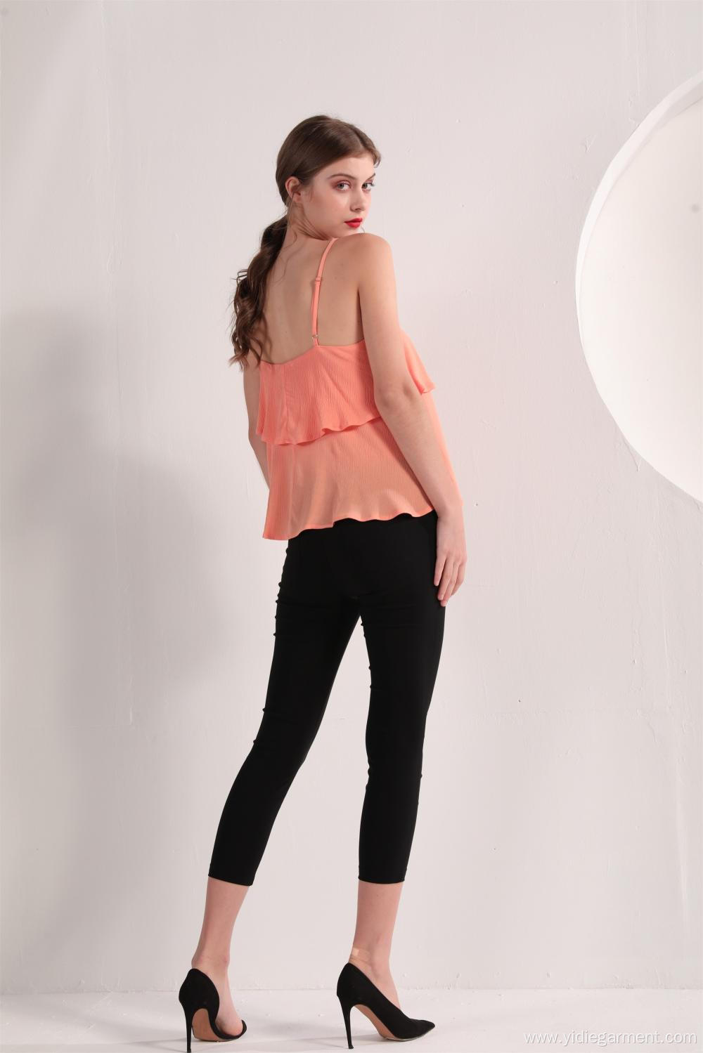 Women's Peach Color Founce Top