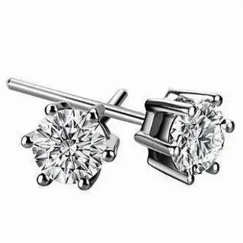 Sterling Silver Stud Earrings with Zircon, Customized Logos are Welcome