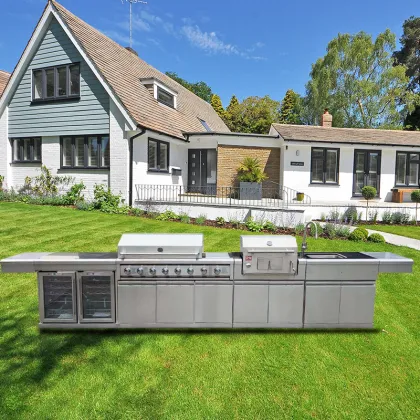 Large Trolley Gas Bbq Grill Charcoal Kitchen Grilled Kitchen Island