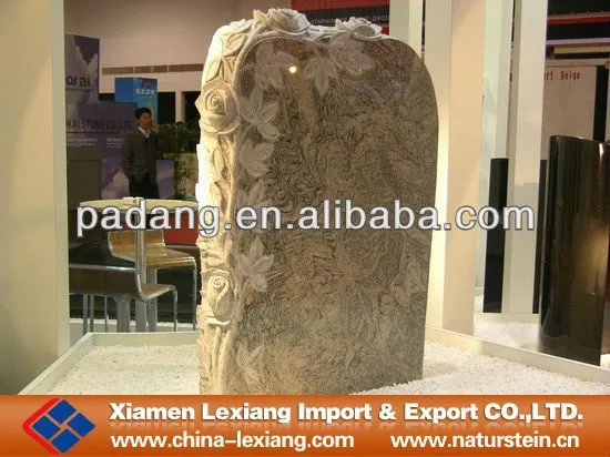 Red granite rose tombstone