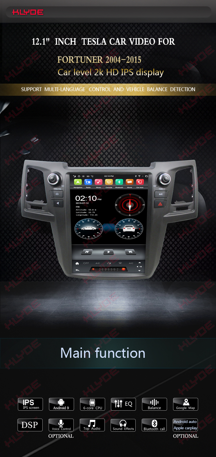 car dvd player android universal toyota Fortuner 2004