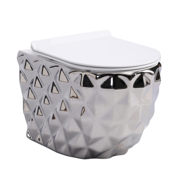Silver Rimless Wall Hung Bathroom Toilet Bowl