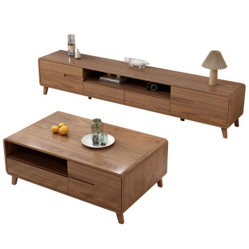 Modern Simple MDF Wood TV Cabinet Coffee Table Combo for Small Apartments