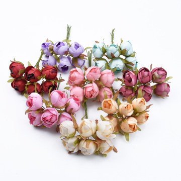 6pcs Wedding decorative flowers christmas wreaths home decoration accessories diy gifts box silk tea rose bud artificial flowers