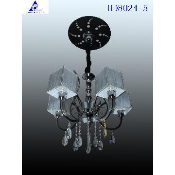 crystal chandelier with draw-bench lampshade