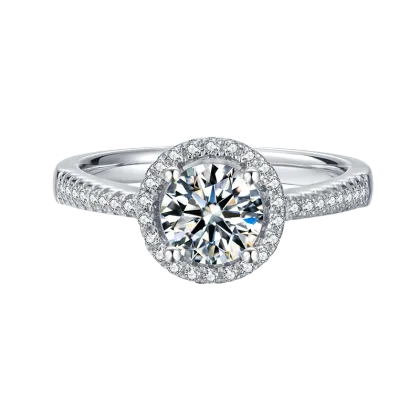 Snowflake Mosang Stone Ring 925 Sterling Silver Classic Six Claw Mosang Diamond Ring