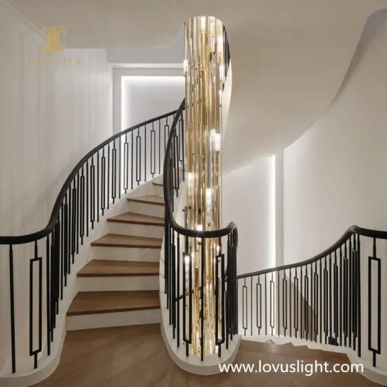 Light luxury gold staircase chandelier Creative custom chandelier hotel villa staircase chandelier