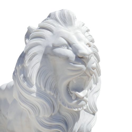 Luxury White Marble Lion Pair Sculpture for Garden