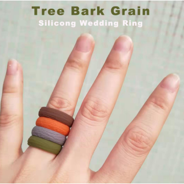 Custom Tree Texture Design Silicone Wedding Rings