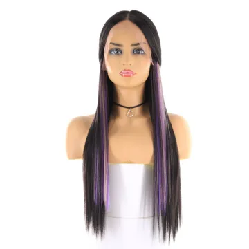 X-TRESS long Synthetic Hair Wigs on stock factory wholesale synthetic Yaki straight Natural Hairline lace wigs for black women