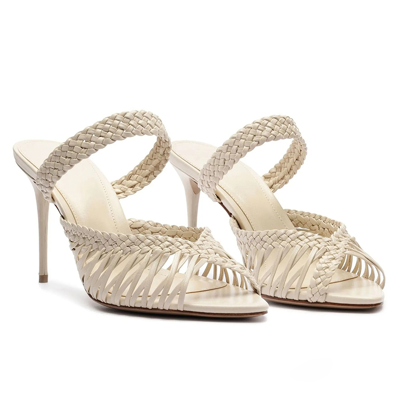ODM Artisanal Peep-Toe Woven High Heel Sandals