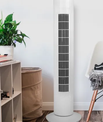 Household Freestanding Leafless Tower Fan with Timer