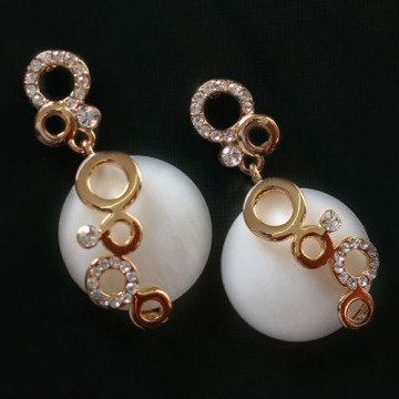 2012 Fashion inlay CZ diamond & shell gold earring designs