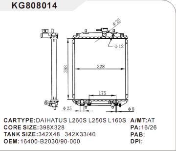 car radiator car for DAIHATUS L260S L250S L160SOEM:16400-B2030/90-000