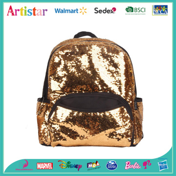 golden color sequins backpack