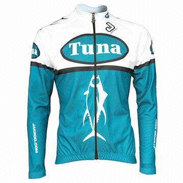 Men's fitting cycling jersey with print, made of 92% polyester and 8% spandex