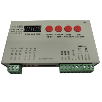 इंजीनियर K-1000S SD कार्ड LED कंट्रोलर RGB एलईडी स्ट्रिप के लिए 2048 IC, DC5-24V, ADDRESSABLE और PRODGEMABLE के साथ