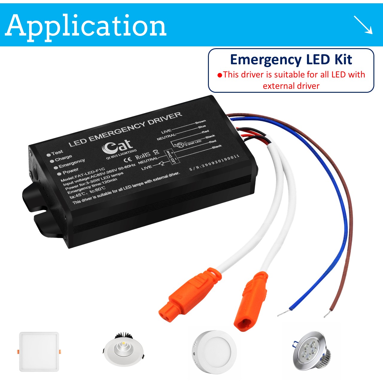 rechargeable led emergency light battery