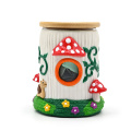 Mushroom House Glass Storage Jar