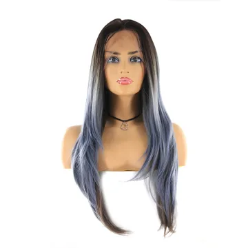 Lace Front Synthetic Hair Wigs For Women Heat Resistant Fiber Long straight  Ombre Grey Color Lace Wig With Baby Hair