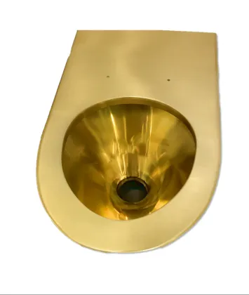 Gold Stainless Steel Elongated Oval Toilet