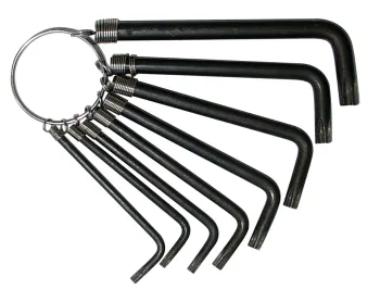 8PCS Black " Tamper Torx" Spanners Hex Key Wrench Set Ring with a Ring