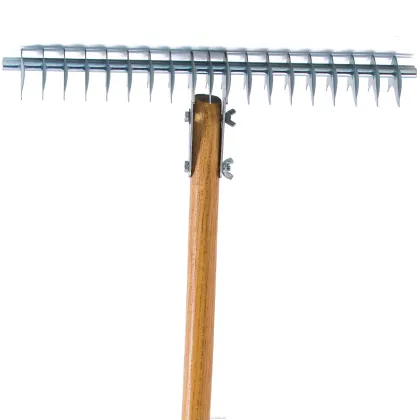 Moss Removal Garden Rake with 19 Teeth, Olive Green