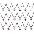 Crystal Love Heart Birthstone Pendant Gemstone Necklaces for Women