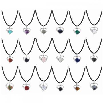 Crystal Love Heart Birthstone Pendant Gemstone Necklaces for Women