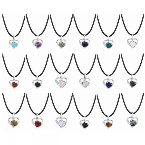 Howlite Love Heart Birthstone Pendant Gemstone Necklaces for Women