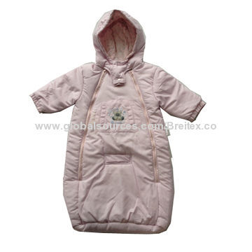 Pram Suit with Hood, 2 Front Nylon Zippers, Safety Belt Aperture