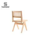 Wholesale Designers Elegant Furniture Rattan Seat Back Armless Wood Frame Dining Bamboo Rattan Chair Cane Wicker Back