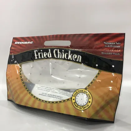 Anti Fog Roasted Chicken Bag Clear Window Fried Chicken Packaging Bags Plastic Bag with Handle