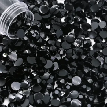 Non-Hotfix Crystal Stone: WhatStone Flatback Gemstone, Diamond, Black Resin Rhinestone for DIY Crafts