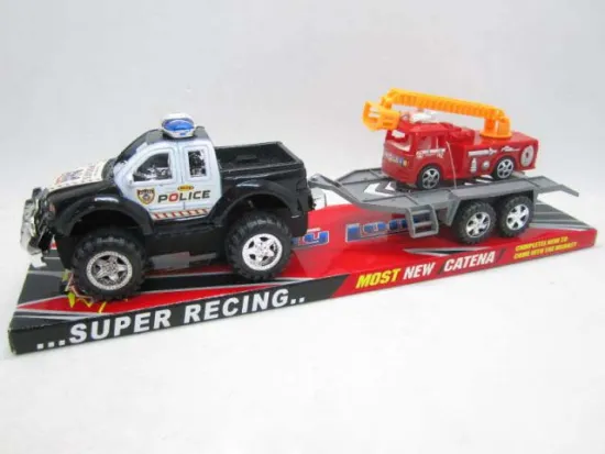 FRICTION POLICE CAR WITH FIRE CAR
