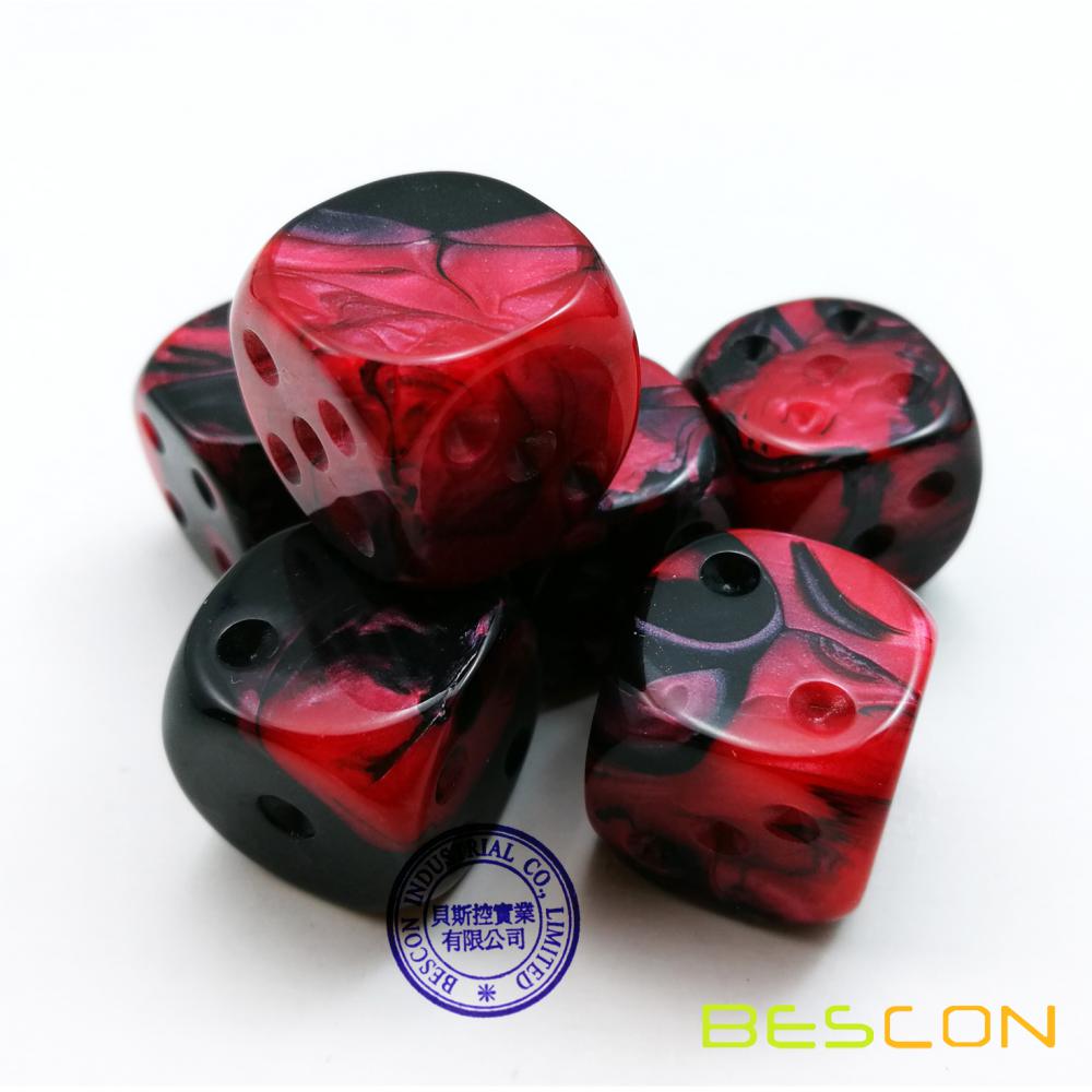 Bescon Unpainted Two Tone 16MM Spiel Würfel mit flachen 6. Seite, 2 Assorted Color Set von 12pcs, Gemini Cube