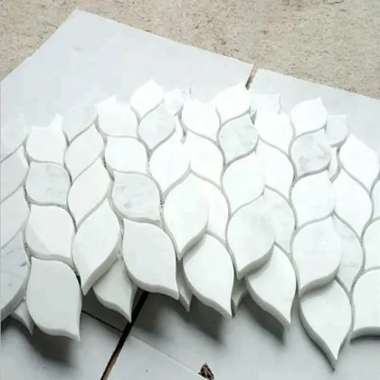 White Marble Leaf Mosaic Backgrounds