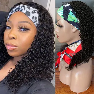 wholesale curly headband wig 100% human hair wig with headband attached, braided virgin headband wig natural hair