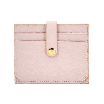 Porte-cartes de crédit en cuir Pu rose Saffiano