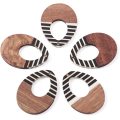 FASHEWELRY Resin Wood Pendants Wooden Earring Charms