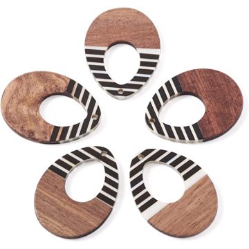 FASHEWELRY Resin Wood Pendants Wooden Earring Charms