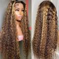 real hair lace front wigs Wholesale Cheap In Color P4/27 For Black Women 100% Brazilian Hair 13x4 HD Full Lace Front Blonde Deep Curly Human Hair Wigs Supplier