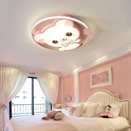 Children Room LED Ceiling Lights - Cartoon Bear Flush Mount Ceiling Fixture for Baby Room Lighting